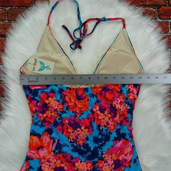 Sea Angel Tankini Top Swimsuit Lace Trim Floral NWT M - Picture 8 of 11